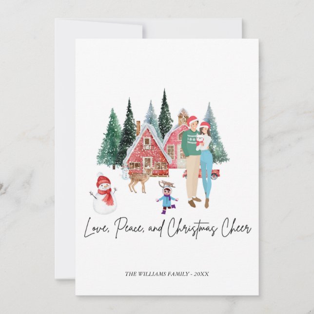 JOYEUX NOËL CARTE FESTIVE MODERNE ET MIGNONNE  (Devant)