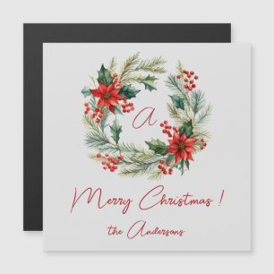 Joyeux Noël carte magnétique couronne de Noël
