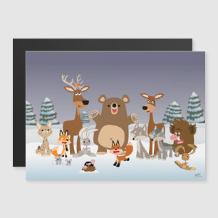 Joyeux Noël! Carte magnétique des animaux de forêt