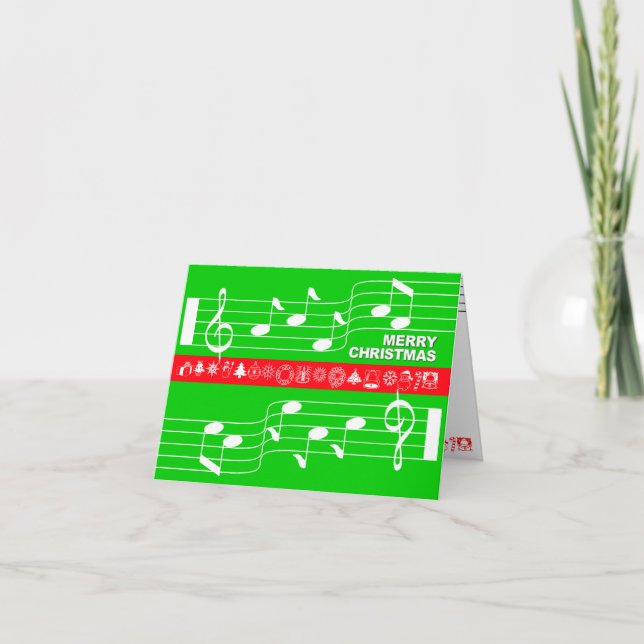 Joyeux Noël Carte Musique Note Score Vert (Devant)