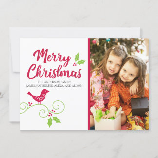 Joyeux Noël Carte photo Festive Red Bird