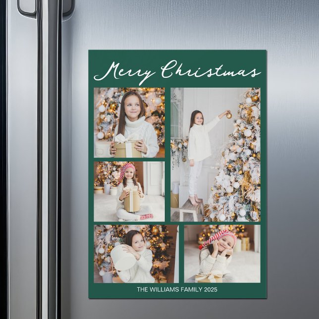 Joyeux Noël Carte Photo Magnetique Vert Emeraude (Créateur téléchargé)