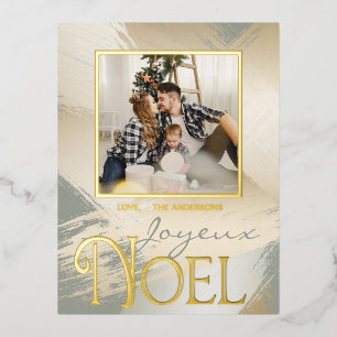 Joyeux Noel Carte photo Moderne Peinture Or Strots