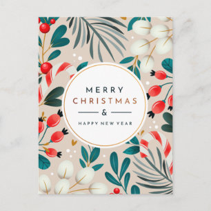 JOYEUX NOËL Carte postale florale de vacances