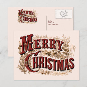 Joyeux Noël - Carte postale Rouge et Or