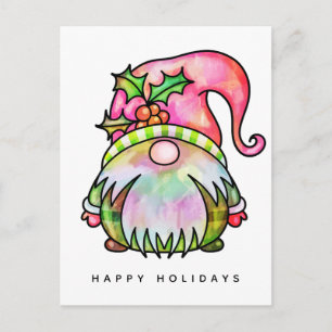 JOYEUX NOËL Carte postale Tie Dye Hippy Gnome