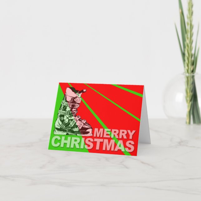 Joyeux Noël Carte Ski Boot Winter Sport (Devant)