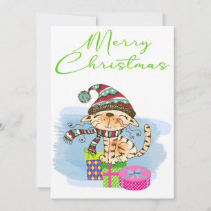 Joyeux Noël Cat Illustration Carte de vacances