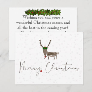 Joyeux Noël Cerf et carte de voeux ornementale