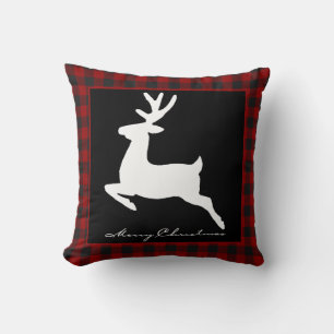 Joyeux Noël cerf sur plaid Coussin de jet