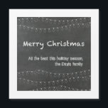 Joyeux Noël Chalkboard Design Carte de voeux<br><div class="desc">Votre sentiment et votre signature mettent en valeur cette carte de carré Joyeux Noël en tableau noir.</div>