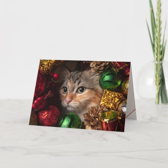 Joyeux Noël Chat Famille de quatre pages Carte (Devant)