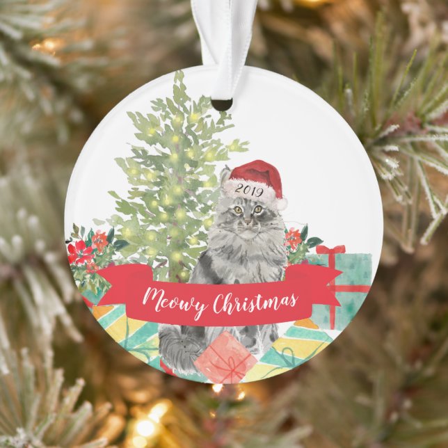Joyeux Noël chat Maine Coon Meowy (Arbre)