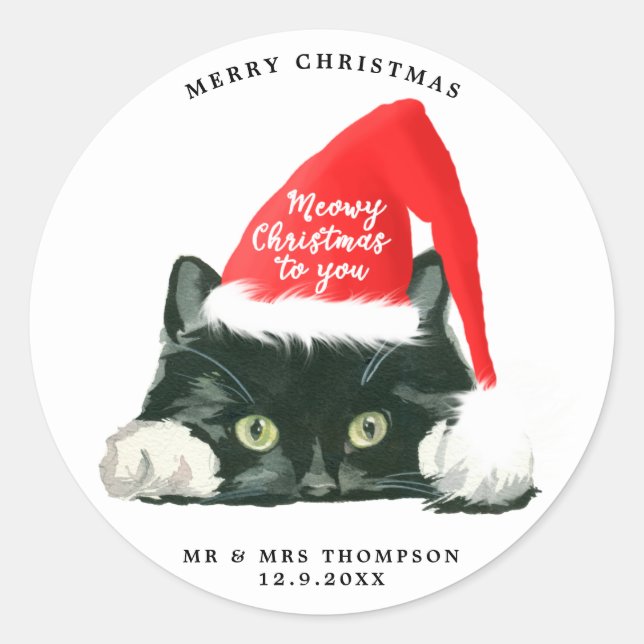 joyeux noël chatouilleux noël autocollant de chat (Devant)