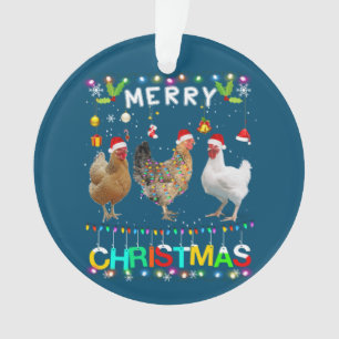 Joyeux Noël Chicken Chemise Santa Hat Lumières Xma