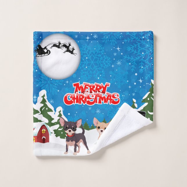 Joyeux Noël Chihuahuas (Gant de toilette)