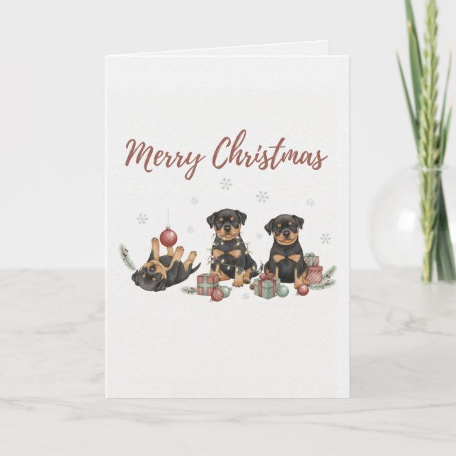 Joyeux Noël Chiots Carte Trois Noël Chien (Devant)