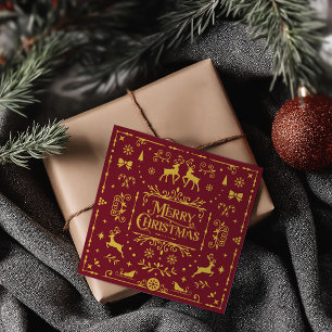 Joyeux Noël Classique Rouge Nordique Carte de vaca