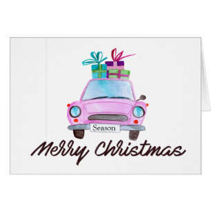 Joyeux Noël classique Voiture aquarelle