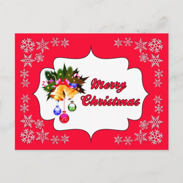 Joyeux Noël cloches Red Holiday Carte postale (Devant)