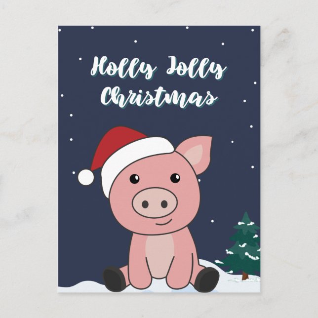 Joyeux Noël Cochon Animaux Porcs Carte De Vœux Fér (Devant)