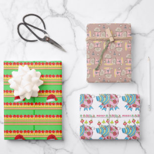 Joyeux Noël Cochon Feuilles papier enveloppant caf