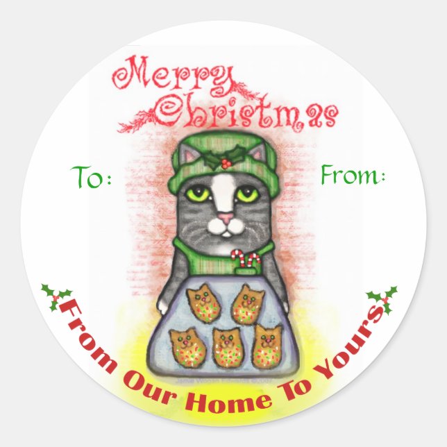 Joyeux Noël Cookie Baker Chat Stickers (Devant)