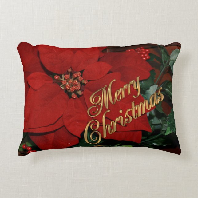 Joyeux Noël Coussin poinsettias (Devant)