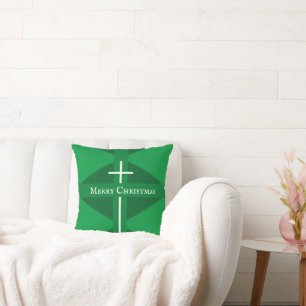 Joyeux Noël Croix chrétienne Oreiller vert Jeu