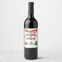 Joyeux Noël Custom Étiquette bouteille de vin