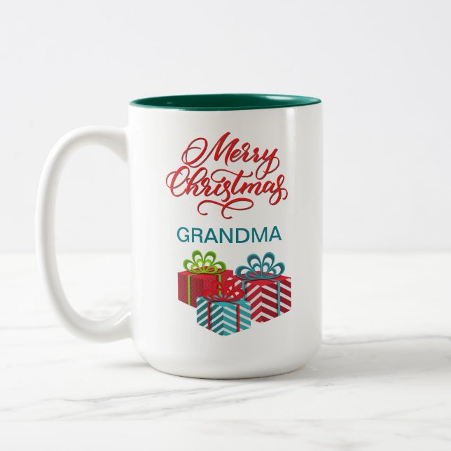 Joyeux Noël Customisé à deux tons café Mug (Gauche)