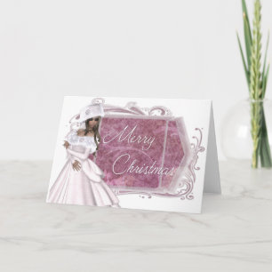 Joyeux Noël Dame d'hiver Carte de vacances conçue