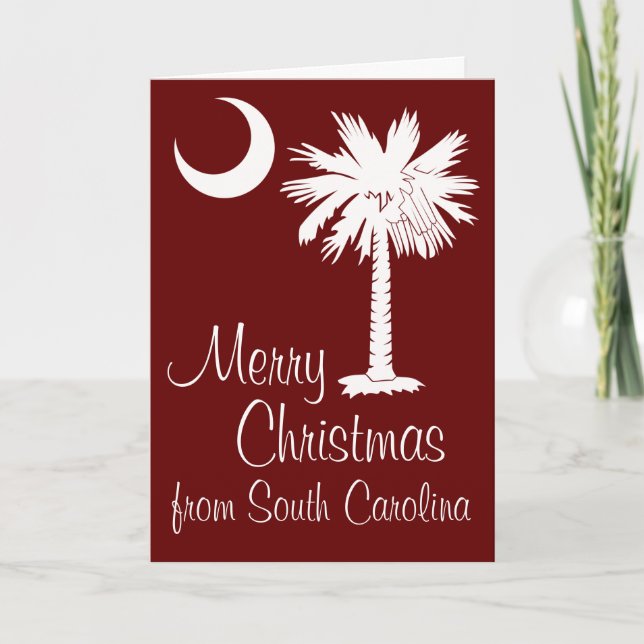 Joyeux Noël de carte de lune de Palmetto de grenat (Devant)