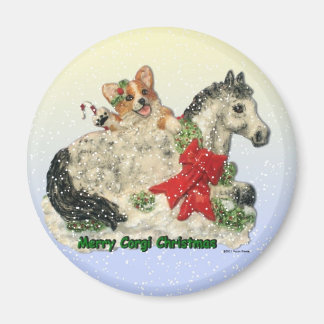 "Joyeux Noël de Corgi" Corgi & Pony Magnet