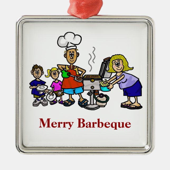 Joyeux Noël de famille Barbeque - Ornement de cuis (Devant)
