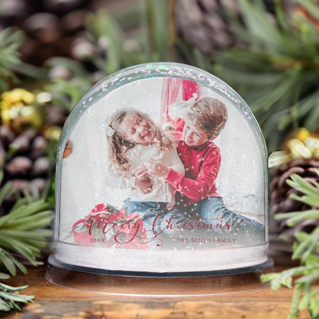 Joyeux Noël de fête Script Photo Snow Globe (Créateur téléchargé)