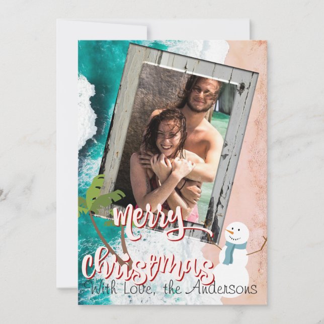 Joyeux Noël de la carte de Noël de plage (Devant)