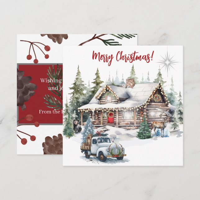 Joyeux Noël de la carte de vacances Cabine (Devant / Derrière)
