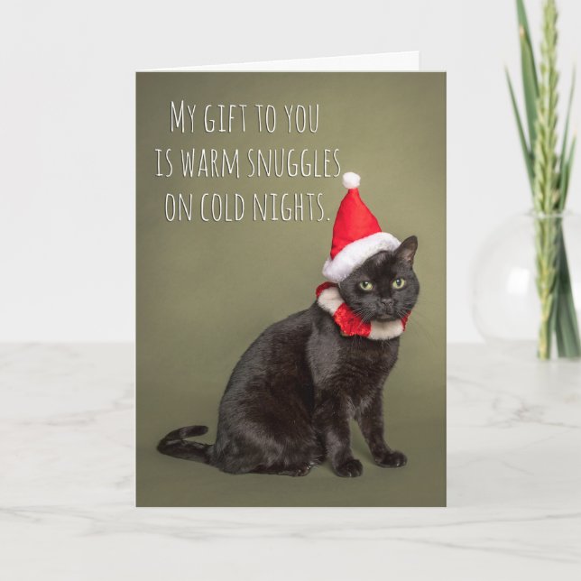 Joyeux Noël de la carte de vacances Humour Chat (Devant)