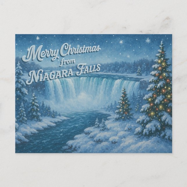 Joyeux Noël de la carte postale d'hiver des chutes (Devant)