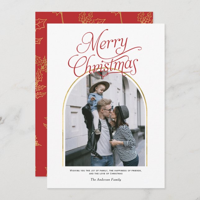 Joyeux Noël de l'arc moderne accueil photo vacance (Devant / Derrière)