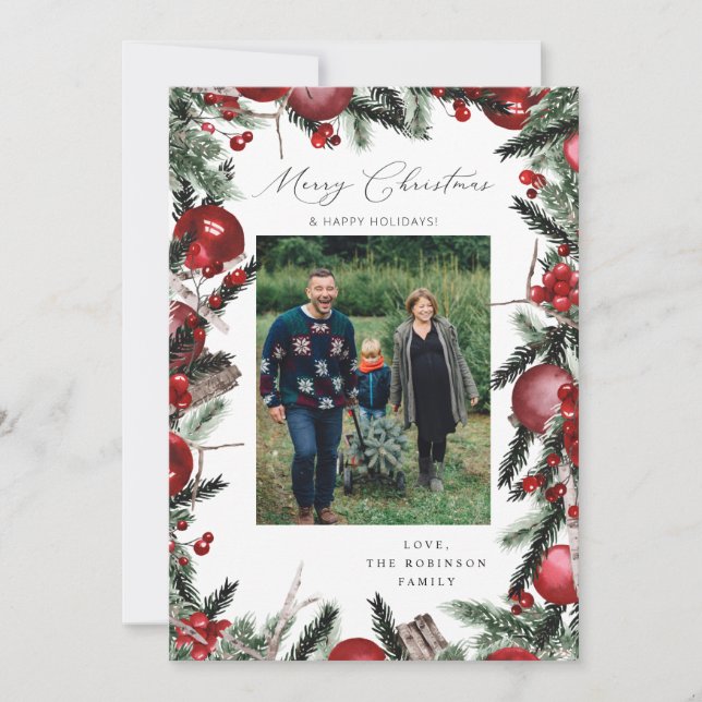 Joyeux Noël de l'ornement rouge Photo 2 (Devant)