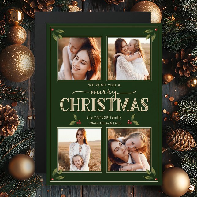 Joyeux Noël de style élégant vintage 4-Photo  (Créateur téléchargé)