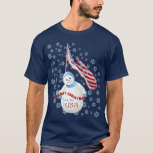 Joyeux Noël de T-shirt de bonhomme de neige des