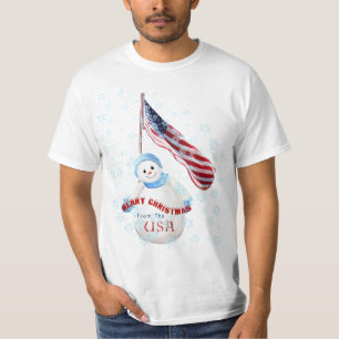 Joyeux Noël de T-shirt de bonhomme de neige des