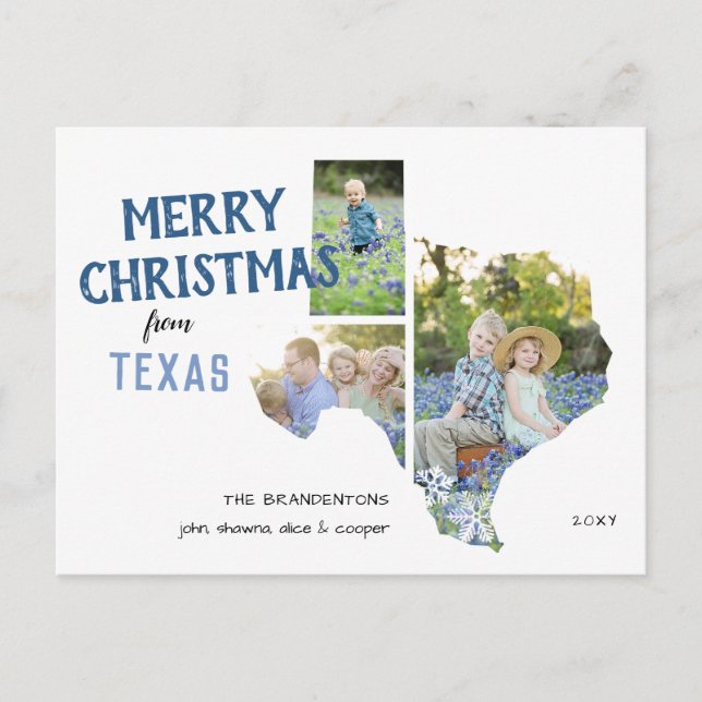 Joyeux Noël de Texas Three Photo Carte postale (Devant)
