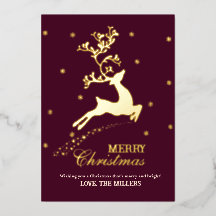 Joyeux Noël Deer Foil Carte de vacances