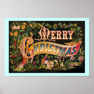 Joyeux Noël design floral Poster