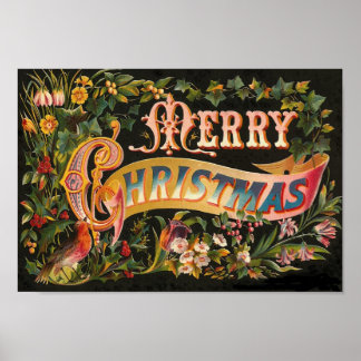 Joyeux Noël design floral Poster
