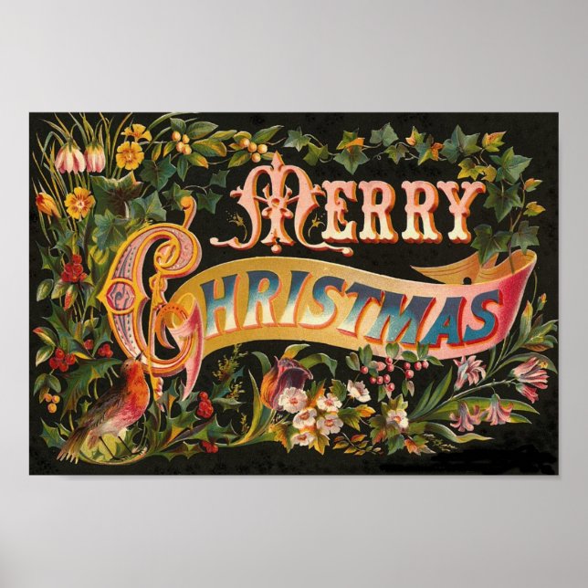 Joyeux Noël design floral Poster (Devant)